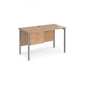 Image of Maestro 25 H-Frame 600mm deep desk with 2 drawer ped