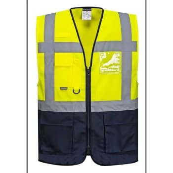 Image of C476YNRXXXL - sz 3XL Warsaw Executive Vest - Yellow/Navy - Portwest
