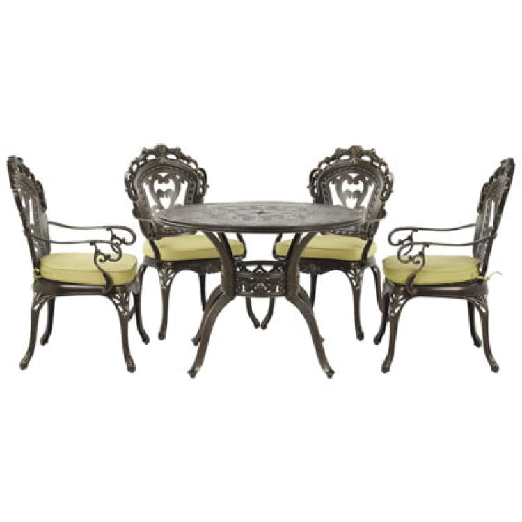 Image of Beliani Garden Dining Set 4 Seater Sapri With Cushions Metal Dark Brown