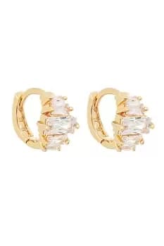 Image of Mini Gold Plated Baguette Huggie Earrings