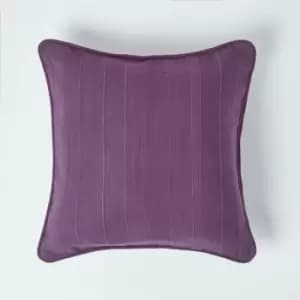 Image of Cotton Rajput Ribbed Purple Cushion Cover, 45 x 45cm - Purple - Homescapes