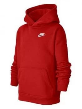 Image of Nike Boys Nsw Club Po Hoodie, Red, Size L=12-13 Years