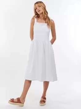 Image of Barbour Hopewell 100% Cotton Broderie Dress - White, Size 14, Women