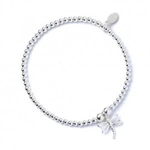 Image of Dragonfly Charm with Sterling Silver Ball Bead Bracelet