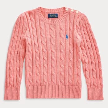 Image of Ralph Lauren Girls Cable Knit Sweatshirt - Desert Rose - 7 Years