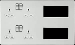 Image of Screwless Combination Plate - Brushed Chrome with white insert 230V IP20
