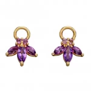Image of 9ct Amethyst Flower Navette Component Yellow Gold Earrings GY013M