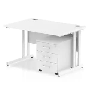 Image of Impulse 1200 x 800mm Straight Office Desk White Top White Cantilever