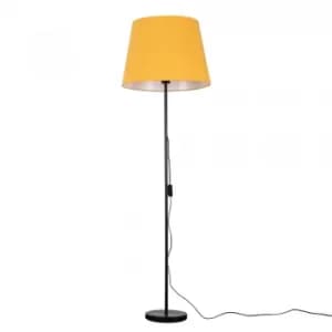 Image of Charlie Black Floor Lamp with XL Mustard Aspen Shade