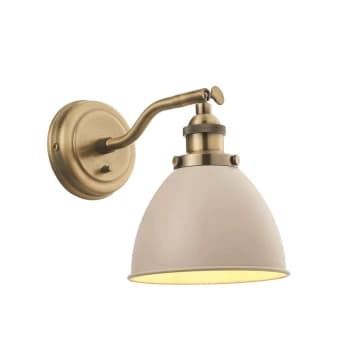 Image of Endon Franklin - 1 Light Wall Satin Taupe, Antique Brass Plate, E14