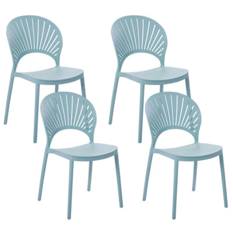 Image of Beliani Set Of 4 Garden Chairs Ostia Light Blue