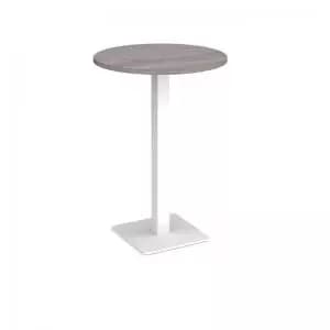 Image of Brescia circular poseur table with flat square white base 800mm - grey