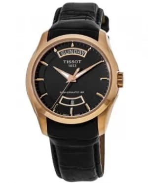 Image of Tissot Couturier Automatic Day-Date Rose Gold PVD Leather Strap Mens Watch T035.407.36.051.01 T0354073605101