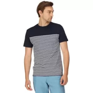 Image of Regatta Mens Shorebay Coolweave Striped Tee T Shirt XL - Chest 43-44' (109-112cm)