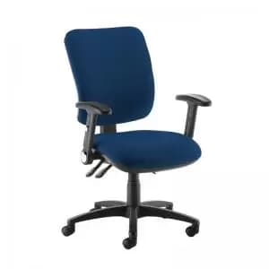Image of Senza high back operator chair with folding arms - Costa Blue