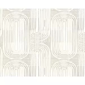 Image of Curved Line Texture Grey Wall Mural - 3m x 2.4m
