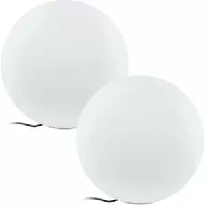 Image of 2 PACK IP65 Outdoor Garden Ball Light White Plastic 1x 40W E27 500mm Globe