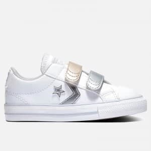 Image of Converse Toddlers Star Player Ox Metallic Velcro Trainers - White - UK 4 Baby