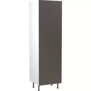 Image of Kitchen Kit Flatpack Slab Kitchen Cabinet Tall Fridge & Freezer 70/30 Unit Super Gloss 600mm in Graphite MFC
