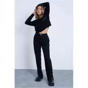Image of I Saw It First Black Chunky Knitted Pocket Detail Jumper - Black