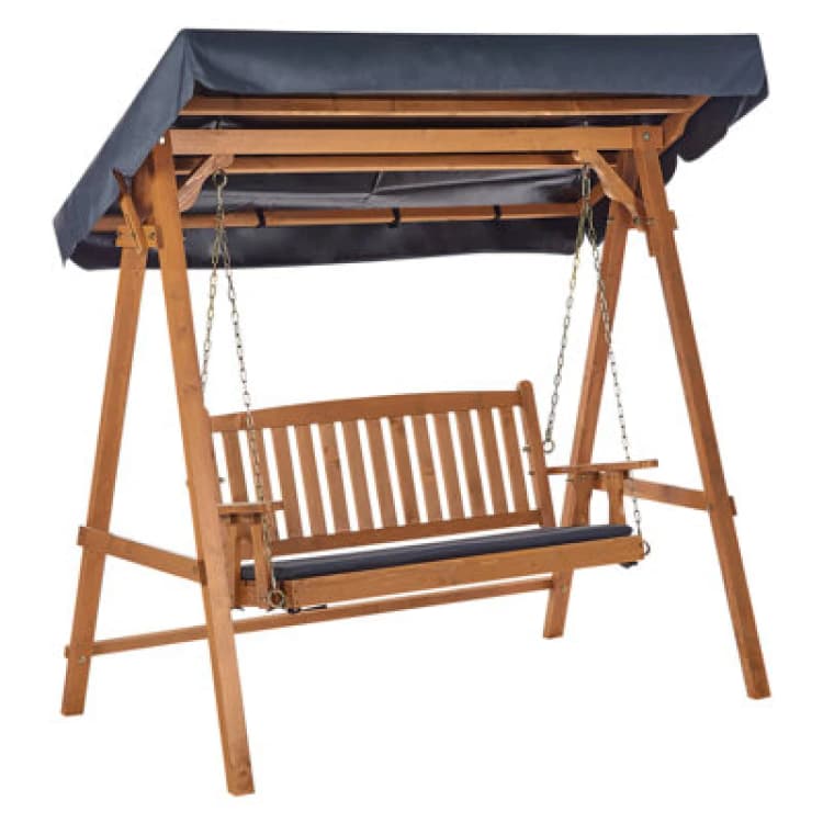 Image of Beliani Patio Swing Fibbialla Spruce Wood Brown
