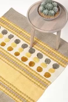 Image of Cotton Chenille Striped Tufted Circle Rug