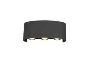 Image of Leoni LED Up & Downward Lighting Wall Light, 6W, 3000K, Anthracite, 500lm, IP54