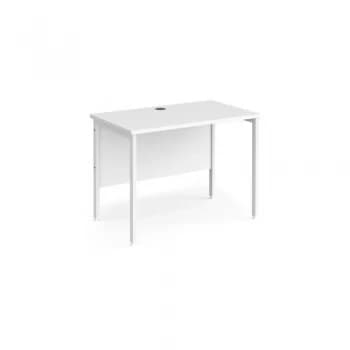 Image of Office Desk 1000mm Rectangular Desk With H-Frame Leg White Tops With White Frames 600mm Depth Maestro 25