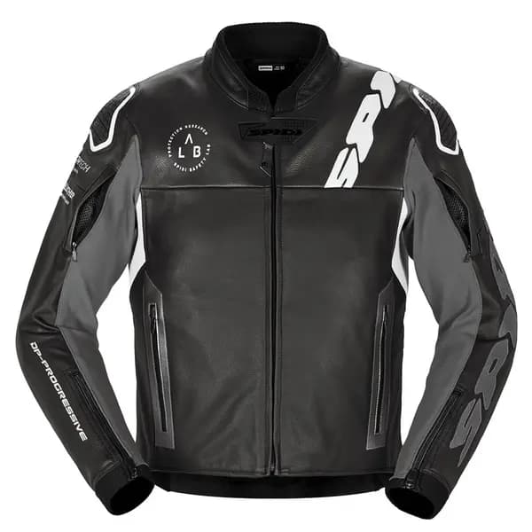 Image of Spidi Dp Progressive Leather Jacket Black White Size 56