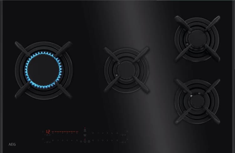 Image of AEG HVB8453IB 80cm Series 9000 4 Burner Gas On Glass Hob - BLACK HVB8453IB