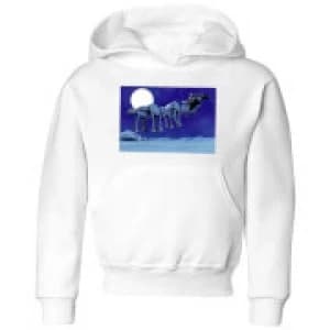 Image of Star Wars AT-AT Darth Vader Sleigh Kids Christmas Hoodie - White - 11-12 Years