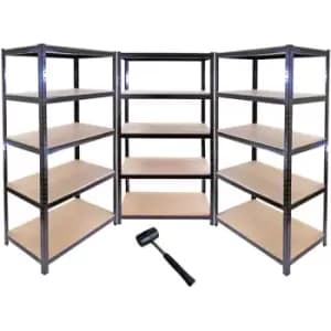 Image of 3 x 90cm Black Shed / Utility / Greenhouse Storage Racks Bays /