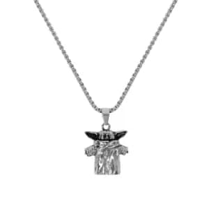 Image of Disney Star Wars Gents Silver Stainless Steel Yoda Pendant C600767L-M