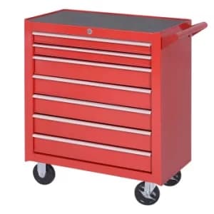 Image of Durhand Red Steel 7 Drawer Rolling Tool Cabinet, Red