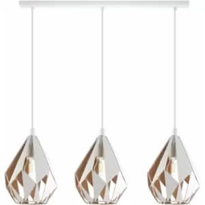 Image of Hanging Ceiling Pendant Light White & Gold Geometric 3x 60W E27 Kitchen Island
