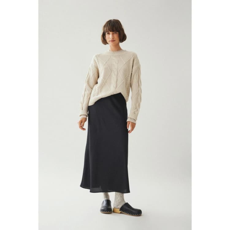Image of Satin Midi Skirt with High Waist