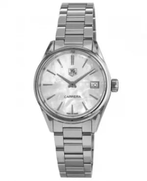 Image of Tag Heuer Carrera Quartz White Mother of Pearl Dial Steel Womens Watch WAR1311.BA0778 WAR1311.BA0778