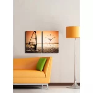 Image of 2P3040CS-96 Multicolor Decorative Canvas Wall Clock (2 Pieces)