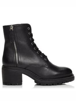 Image of Dune London Paiton Chunky Leather Lace Up Ankle Boot - Black, Size 7, Women
