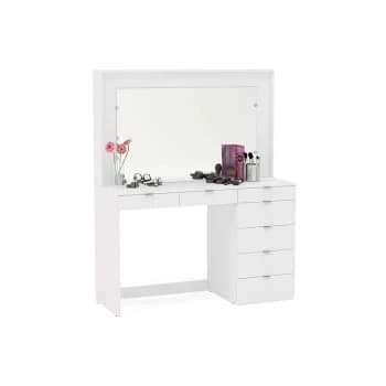 Image of Chloe White 7 Drawer Vanity Dressing Table and Mirror Set - Birlea