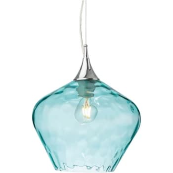 Image of Firstlight - Titan Dome Pendant Light Chrome with Aqua Glass