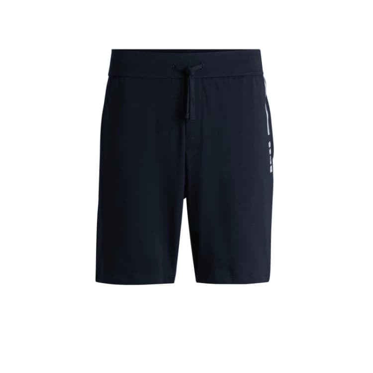 Image of Boss Logo Detail Regular-Rise Shorts Dark Blue male L