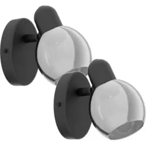 Image of 2 PACK Wall Light Colour Black Shade Black Transparent Glass Vaporized E14 10W