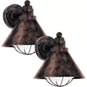 Image of 2 PACK IP44 Outdoor Wall Light Antique Copper Shade Porch Lamp 1x 40W E27