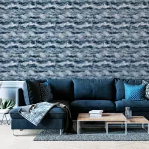 Image of Arthouse Painted Canvas Navy Wallpaper