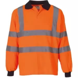 Image of Yoko Ladies/Womens Hi-Vis Long Sleeve Polo Shirt (Pack of 2) (XL) (Hi Vis Orange)