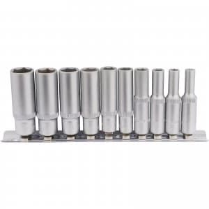 Image of Draper 10 Piece 1/4" Drive Deep Hex Socket Set Metric on Rail 1/4"