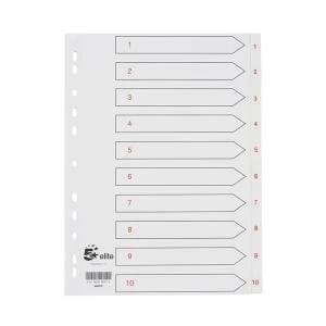 Image of Elite A4 Premium Index White Tabs Polypropylene 1 10 White 940275