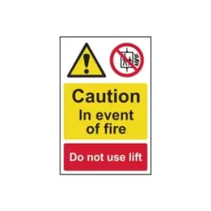 Image of Scan Caution Event of Fire Do Not Use Lift - PVC Sign 200 x 300mm