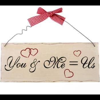 Image of You Me = Us Hanging Sign